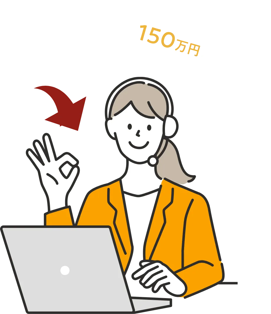 月間150万円以上の人件費削減実績！